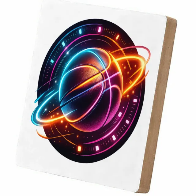 Mr Cadeautjes MDF staande fotolijst 15,2 x 15,2 - design Neon sportenergie met een dynamisch object in het midden | cadeau Wit