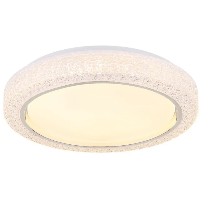Globo Lighting Plafondlamp LED plafondlamp kristallen lamp woonkamer rond, chromen ring, 24W 1400lm warm wit, DxH 40 x 8 cm