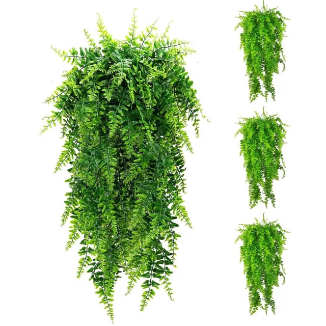 Gloovon Kunstplant - 3 Stuks - Kunstmatige Varen Hangplant - Hangplant Groen Kunstplanten - Nep planten voor Binnen en Buiten - Nepplanten Kunst plant - Kunstbloemen