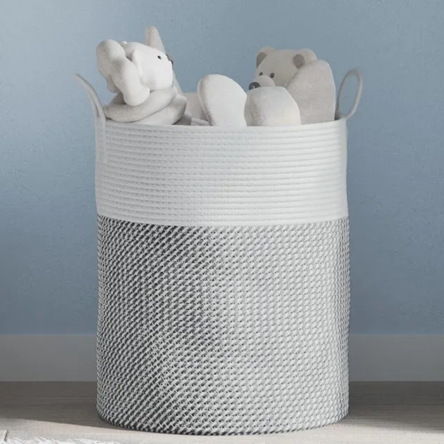 vidaXL Opbergmand Ø 38x46 cm katoen grijs en wit Meerkleurig