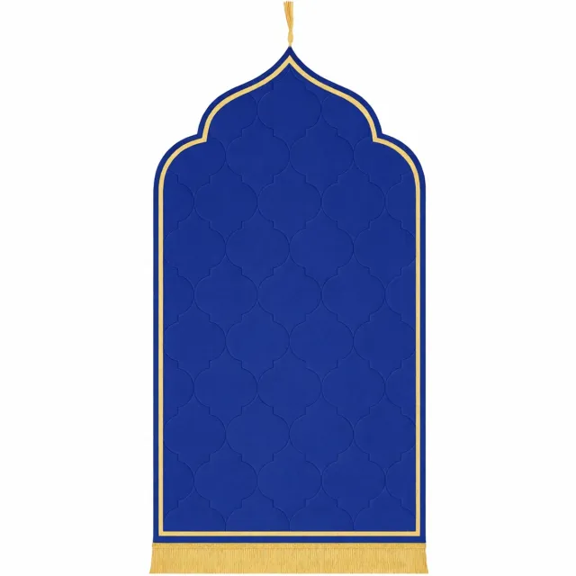Baraka Treasures Luxe Gebedskleed - Islamitische Gebedskleed - Fluwelen Gebedskleed - Gebedsmat - Ramadan Geschenk - Sajada - Seccade - 115cm x 65cm - Blauw