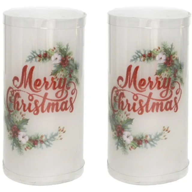 Gerimport 3x - LED kaars/stompkaars - Merry Christmas - H15 cm Wit
