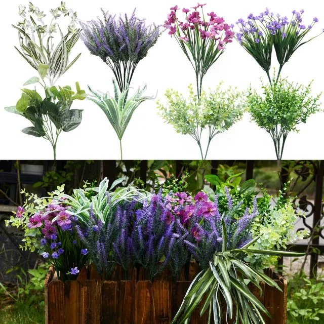 Flintry 19 Stuks Kunstplant Buiten - Kunstmatige Planten Zoals Echt - Woonkamer Decoratie Modern - Kunstplanten Buiten Weerbestendig - Kunstmatige Lavendel UV-bestendig - Geschikt voor Tuinen