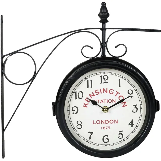 OSTARIA Wandklok/muur klok - D21 cm - Station klok - metaal - zwart - keuken/kamer