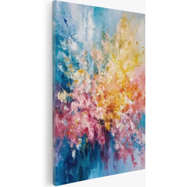 Saammp Canvas Schilderij - Bloemen - Abstract - 80x120 - Foto op canvas - Wanddecoratie - Muurdecoratie Woonkamer - Kantoor Decoratie Multicolor