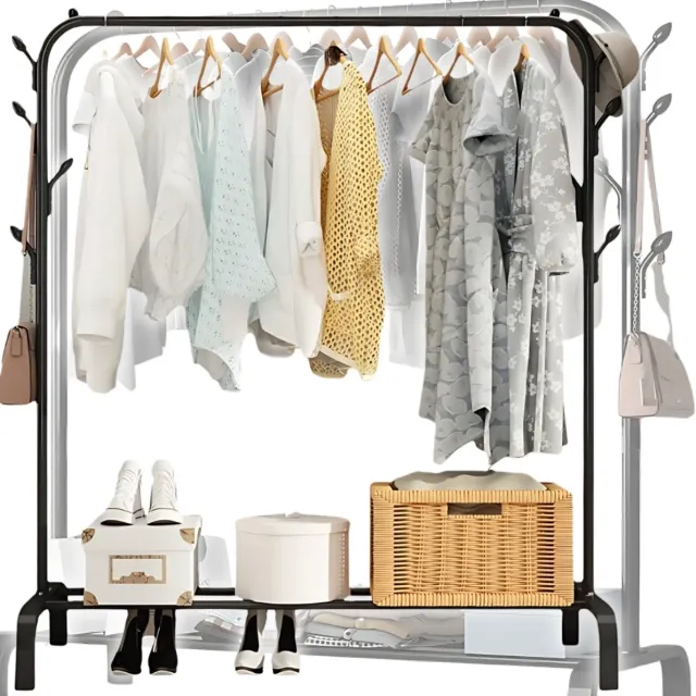 SEDDŌ Steen Serie - Staande Kapstok - 95cm Lengte - Zwarte Kleur - Met Schoenrek