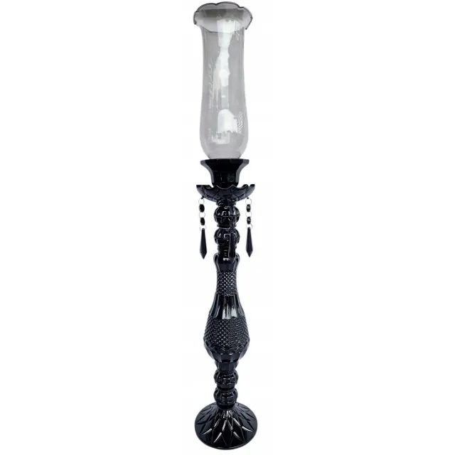 Madex Zwarte Glazen Kandelaar 70 cm met Kap - Decoratieve Tafeldecoratie