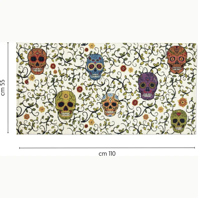 Excelsa Antislip Loper Excelsa Calavera Polyester En Chenille Veelkleurig 55x110 cm