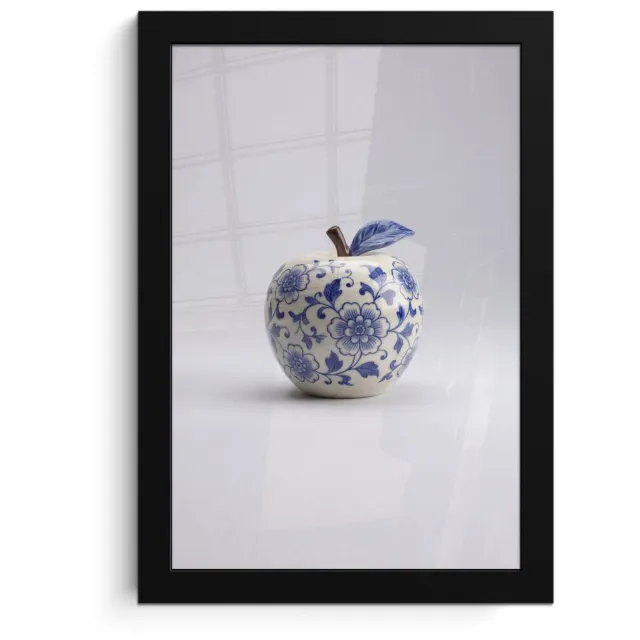 FrameYourWall Poster in lijst - Fotolijst 20x30 cm - Posters - Appel - Blauw - Klassiek - Posterlijst zwart - Decoratie - Wanddecoratie woonkamer - Muurdecoratie slaapkamer