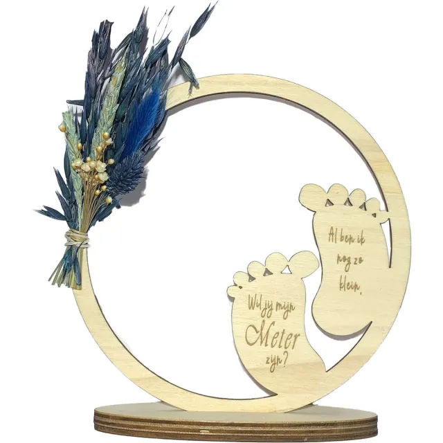 Stars 4 you Hoepel en droogbloemen Wil jij mijn Meter zijn? | blauw | voetjes | cadeau | meter vragen | meter worden | peettante vragen | peettante worden