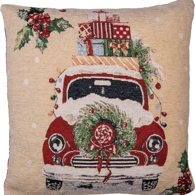 Clayre & Eef Kussenhoes 44x44 cm Beige Polyester Kerst