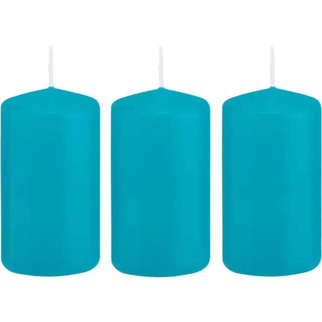 Trend Candles Cilinderkaars/stompkaars - 5x - turquoise - 5 x 10 cm - 23 branduren - met brandvertragende folie