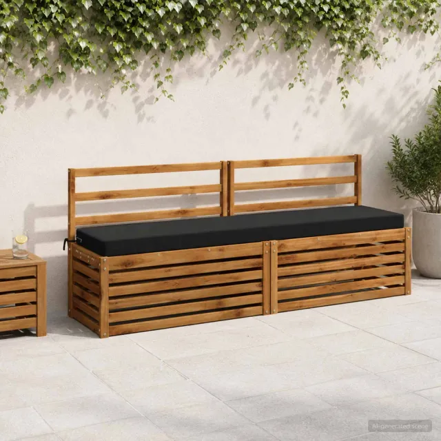 vidaXL Bank Kussens SOEST 2 st 100% Polyester Zwart 200 x 40 x 8 cm