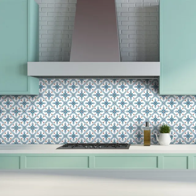 Ambiance Sticker Tegelstickers voor de muur in keuken en badkamer - 24 cementtegelstickers, Azulejos Julieta - 24 stickers, 10x10cm Multi color
