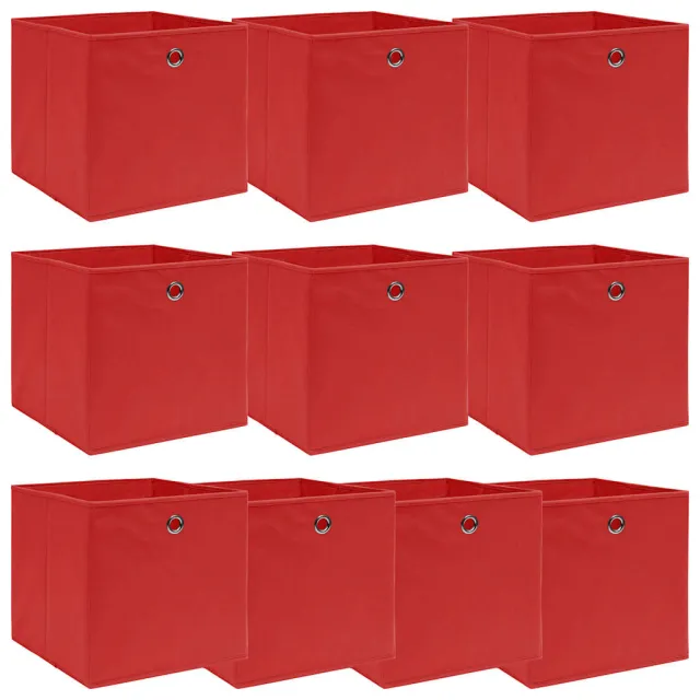vidaXL Opbergboxen 10 st 32x32x32 cm stof rood