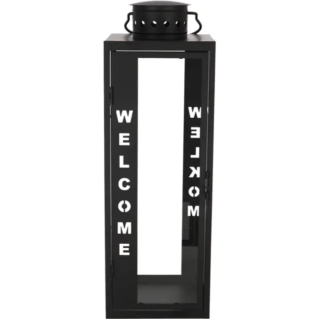 Esschert Design Lantaarn - Welkom - Zwart