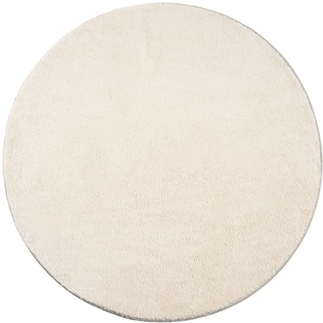 TapisTrend Harig tapijt Beige 160 cm rond Effen, wasbaar, antislip vloerkleed met een zachte pool van 19 mm voor de woonkamer, slaapkamer en eetkamer