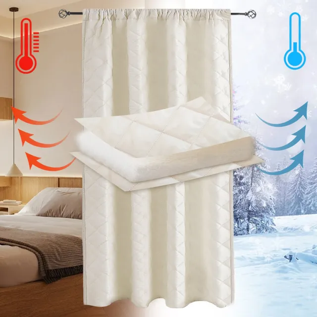 Qelus Isolerende Gordijnen Kant en Klaar 280GSM met Plooiband - Koude Bescherming en Warmtewerend - Verduisterend & Geluidsreducerend - 140x245cm - Gratis Tiebacks - Beige