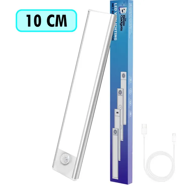 De Beste Gadgets Kastverlichting met bewegingssensor - LED Onderbouwverlichting - Ledlamp - Trapverlichting - Keukenverlichting - 10cm - Zilver [Zilver - 10cm] - Standaard batterij 200 mAh