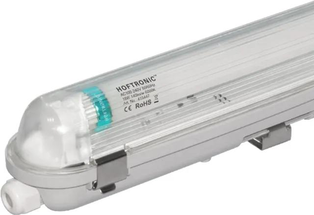 HOFTRONIC LED TL Armatuur 150cm - IP65 waterdicht - Flikkervrij - Koppelbaar - 6000K Daglicht wit - 25W 3500lm (160lm/W) - Vervangt 72 Watt - Incl. LED buis - T8 (G13) fitting Transparant