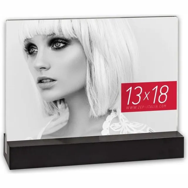 Zep Acryl Fotolijst Dresda voor foto 13x18 met houten standaard zwart - AQ757B