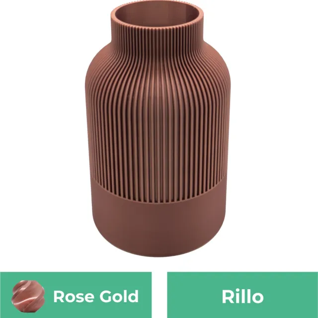 Lovora Rillo Japandi Vaas - Decoratievaas Droogbloemen - Rose Gold - 34CM