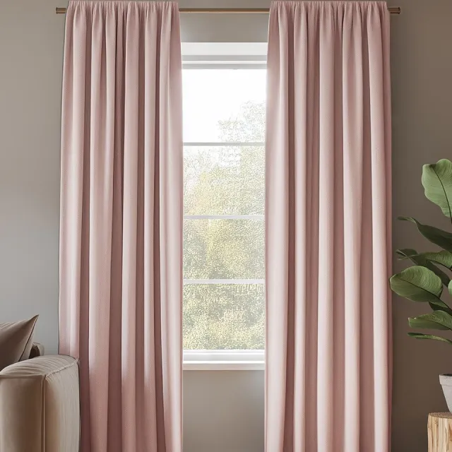 HOOMstyle Kant en Klaar gordijn met haakjes Amber - Verduisterend - Met Plooiband - 140x270cm - Roze / Licht Roze