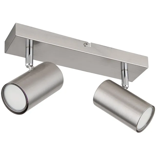 Globo Lighting Plafondspot 2 vlammen beweegbare spot chroom, verstelbare spots, Scandinavisch metaal nikkel, 2x GU10 stopcontacten, HxLxB 12x26x6cm zilver