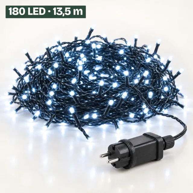 Levano Kerstverlichting Buiten 180 LED 13,5 m - Wit - Lichtsnoer Buiten - Kerstverlichting Binnen - LED Verlichting - Kerstlampjes - Kerstboomverlichting - Lichtslinger - Kerstlichtjes - Kerstversiering - Feestverlichting - Sfeerverlichting