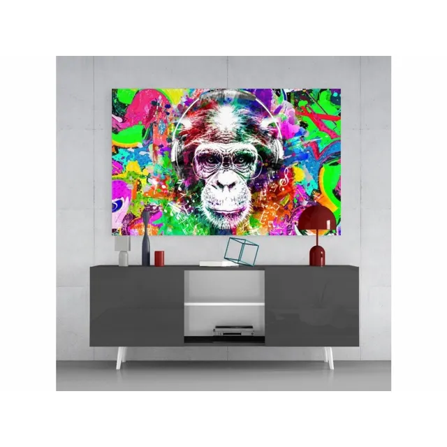 Insigne Art Glasschilderij Dieren - Kleurrijk - App - Schilderij - Wanddecoratie - Print Op Glas - 72x46 cm - 4 mm