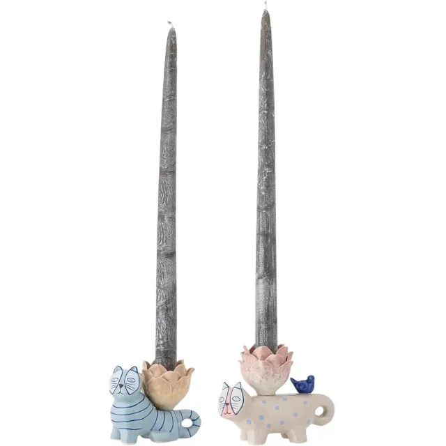 Bloomingville Kandelaar aardewerk blauw Missy - set van 2 [gid://shopify/Metaobject/303390916943,gid://shopify/Metaobject/320167379279]
