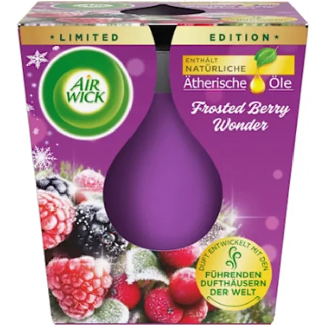 Airwick Winter Geurkaars in Glas Frosted Berry Wonder - AirWick | 1x 105g - Kerstgeur - Bessen | Limited Edition - Brandduur: ca. 20 uur