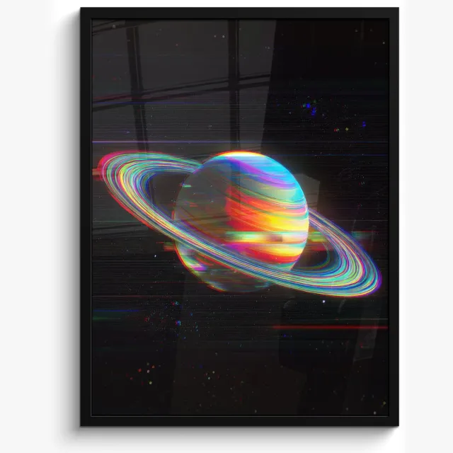 FrameYourWall Poster in lijst - Fotolijst 60x80 cm - Posters - Planeet - Cirkel - Kleurrijk - Posterlijst zwart - Decoratie - Wanddecoratie woonkamer - Muurdecoratie slaapkamer