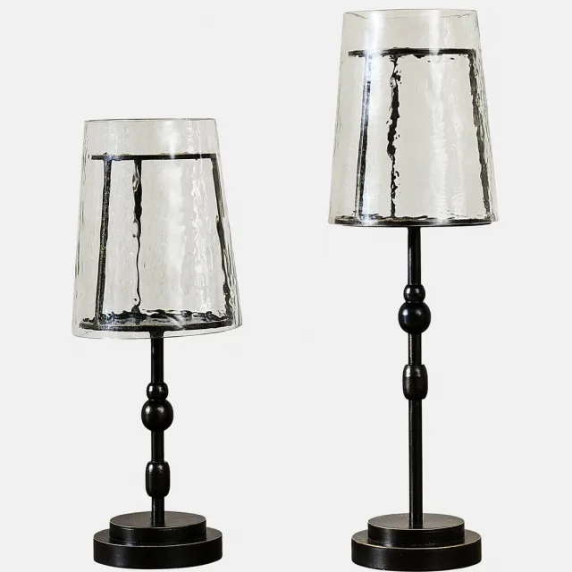 Loberon Kaarsenhouder set van 2 Hartcliff dunkelbraun/klar