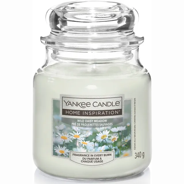 Yankee Candle Home Inspiration - Wild Daisy Meadow Medium Jar - 75 branduren Wit