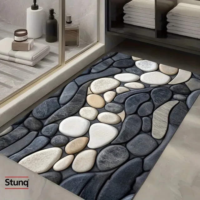 Stunq Deurmat met kiezelsteenpatroon – antislip, wasbaar en absorberend Grijs