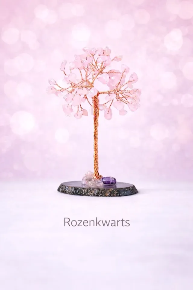 Afecto Rozenkwarts Edelsteen Boompje – Liefde & Harmonie roze rozenkwarts boompje