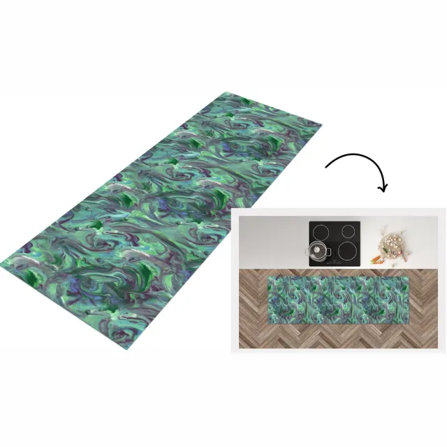 KitchenYeah Keukenloper 150x50 cm - Keukenmat vinyl Abstract - Marmer print - Verf - Patronen - Keukenmatten loper - Keuken vloerkleed tapijt