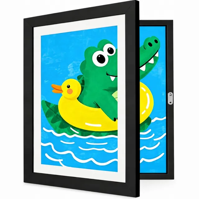 SWGOTA Zwarte openklapbare fotolijst, 10,1 x 15,2 cm, rechthoekige MDF-lijst voor foto's en tekeningen