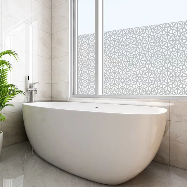 Ambiance Sticker Privacy raamfolie - XL GRIJZE ROZETTEN - Stickers voor ramen en douchedeuren - 40x200cm Grijs