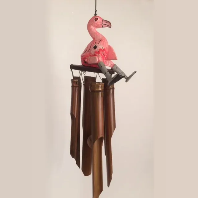 Zus & Zo Bamboe windgong flamingo 30cm Bruin
