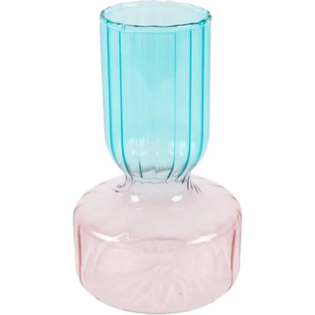 dekoratief Vaas blauw/roze, glas, 10x10x15cm | A254006