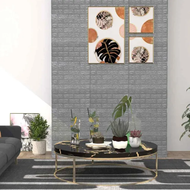 vidaXL 3D-behang zelfklevend 20 st bakstenen antracietkleurig Anthraciet