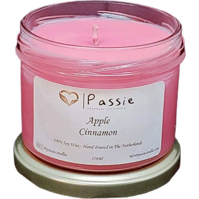 Passie Candles Appel & Kaneel handgemaakte soja geurkaars Donker roze