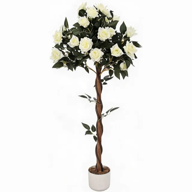 Danky Witte kunstroos in pot‑120cm‑uv bestendig‑voor tuin‑tuindecoratie