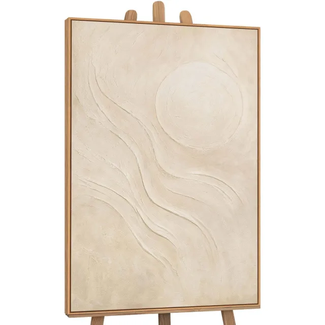 YS Canvas schilderij 120x80 cm handgeschilderd zonnig zand – YS-Art Gallery – Lijst: Hout – Luxe wanddecoratie Wood
