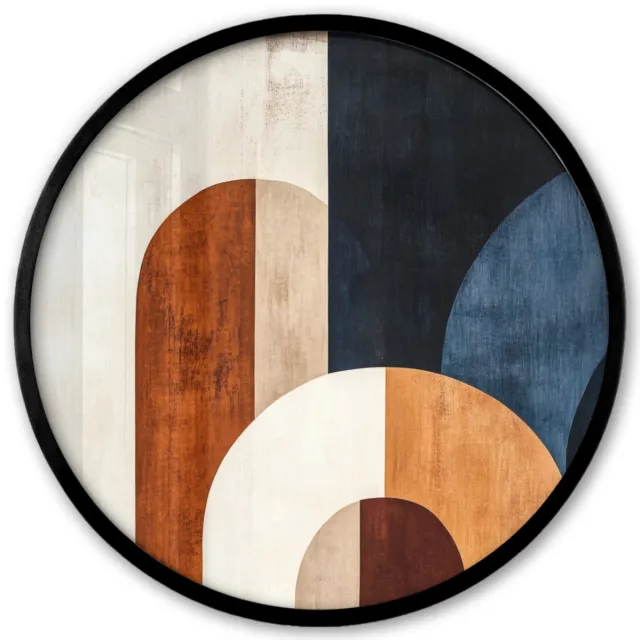 FrameYourWall Poster in lijst Rond - Fotolijst 40x40 cm - Posters - Abstract - Vormen - Donkerblauw - Ronde posterlijst zwart - Decoratie - Wanddecoratie woonkamer - Muurdecoratie slaapkamer