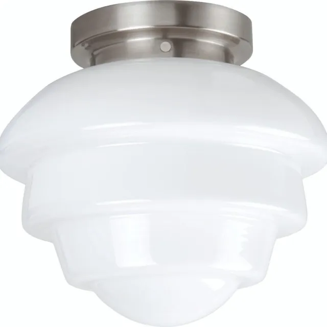 Highlight Plafondlamp Art-Deco Oxford Small RVS, Wit