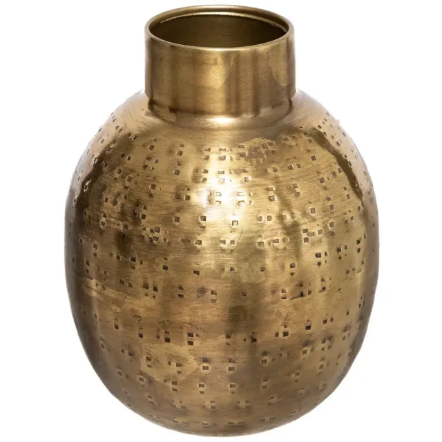 Atmosphera Bloemenvaas Emperor rond - goud - metaal - D10 x H15 cm - Stelen en boeketten Goudkleurig