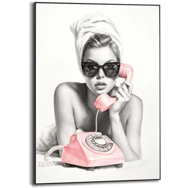 Reinders Schilderij Vintage Telefoon - 70 x 50 - Hout - REINDERS Vintage Telefoon Zwart